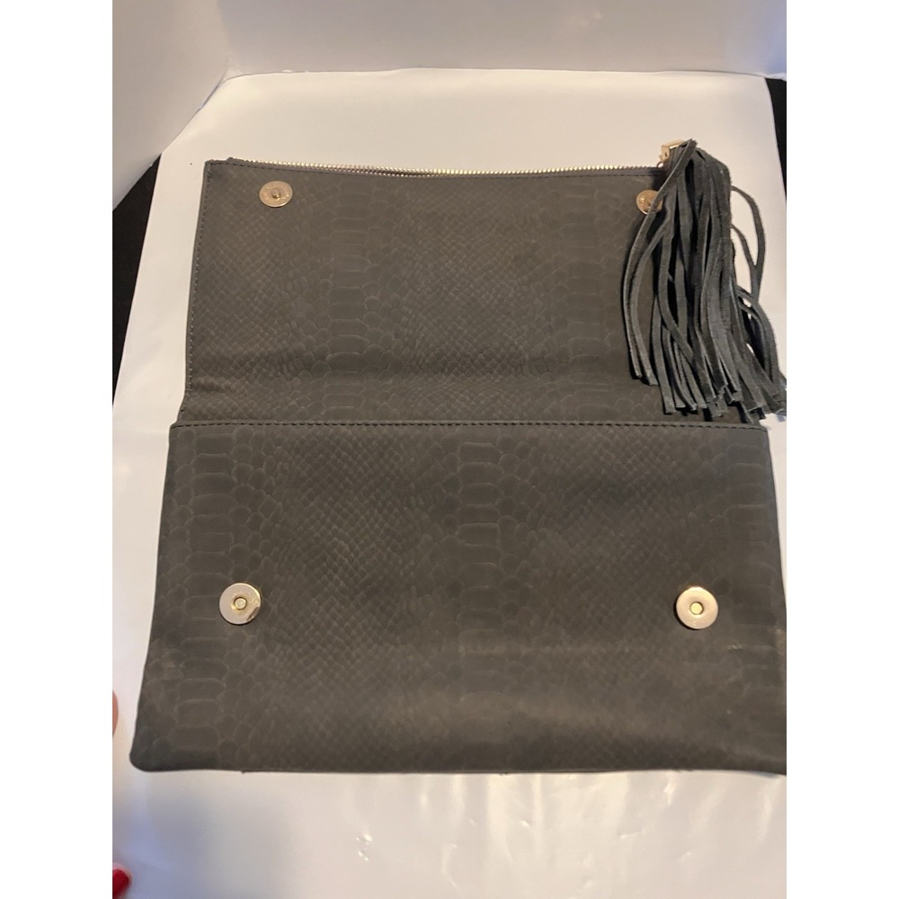 Mods Luxe Dark Gray Python Embossed Leather Fold … - image 4